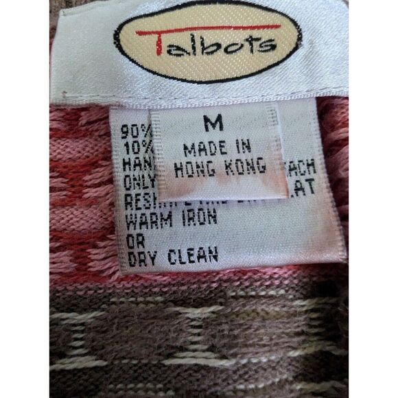 VTG Talbots Sweater Cardigan M Spotted Colorful Retro Cashmere Cotton Light Acad - Picture 5 of 8